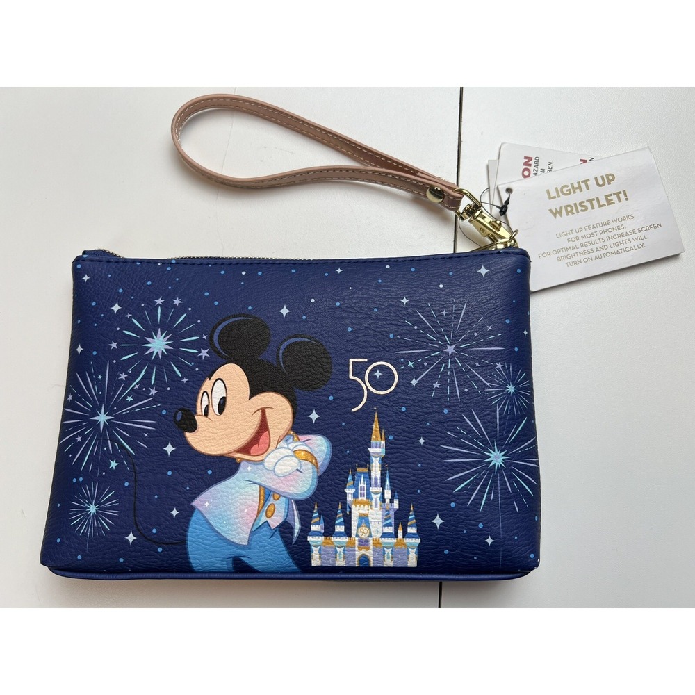 Disney Mickey Mouse Light Up Wristlet 50th Anniversary.  8.5" x 5.5" NEW